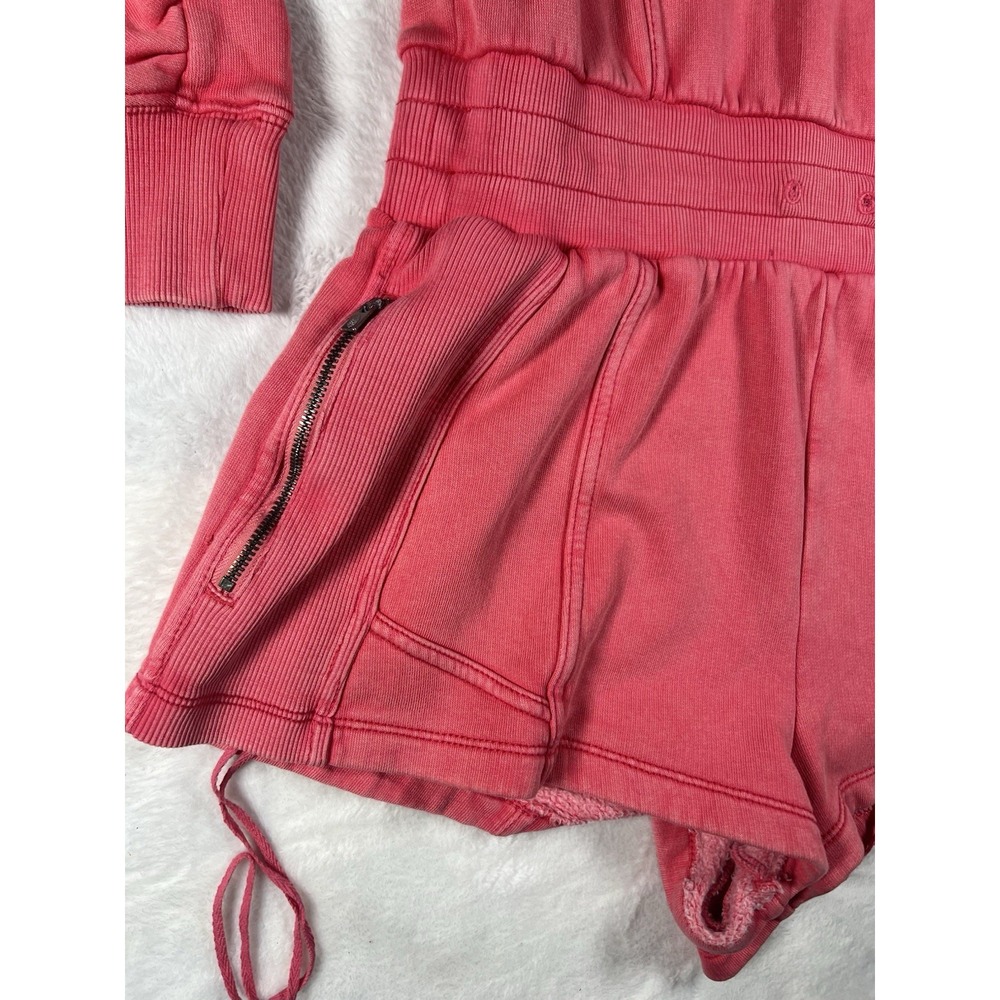 Free People Movement Long Sleeve V-Neck Intercept Romper NWT Small Pink - Picture 9 of 16
